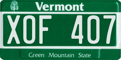 VT license plate XOF407