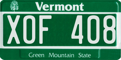 VT license plate XOF408