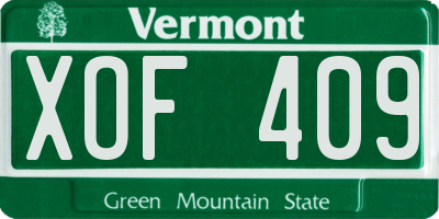 VT license plate XOF409