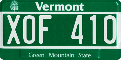 VT license plate XOF410