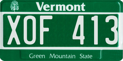 VT license plate XOF413