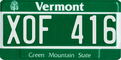 VT license plate XOF416