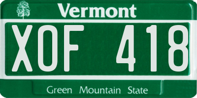 VT license plate XOF418