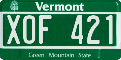 VT license plate XOF421