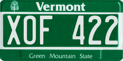 VT license plate XOF422