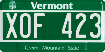 VT license plate XOF423