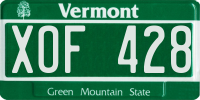 VT license plate XOF428