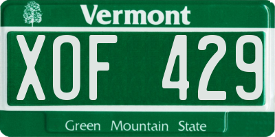 VT license plate XOF429