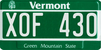 VT license plate XOF430