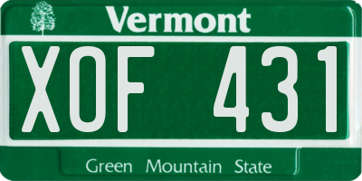 VT license plate XOF431