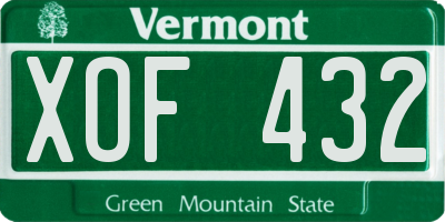 VT license plate XOF432