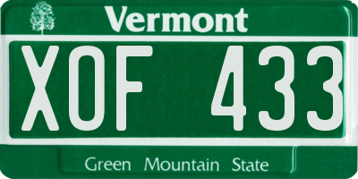 VT license plate XOF433