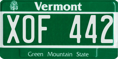 VT license plate XOF442