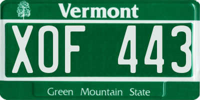VT license plate XOF443