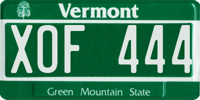 VT license plate XOF444