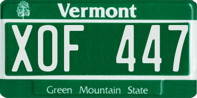 VT license plate XOF447
