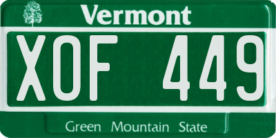 VT license plate XOF449