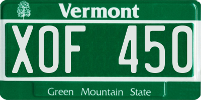 VT license plate XOF450