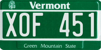 VT license plate XOF451