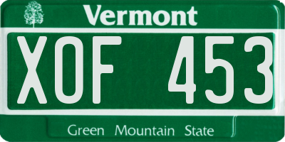 VT license plate XOF453