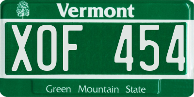 VT license plate XOF454