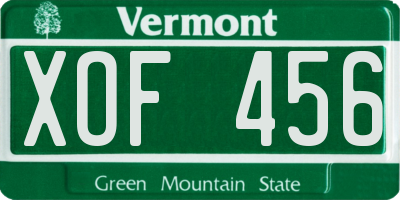 VT license plate XOF456