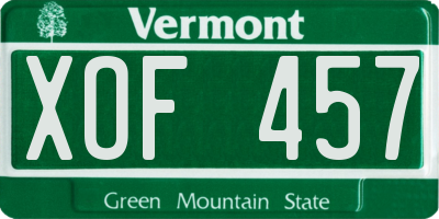 VT license plate XOF457