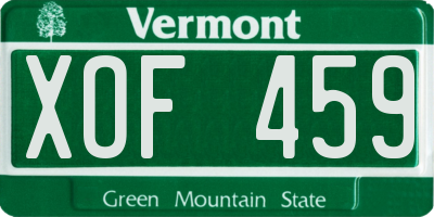 VT license plate XOF459