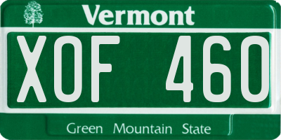 VT license plate XOF460