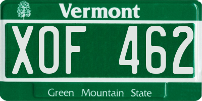 VT license plate XOF462