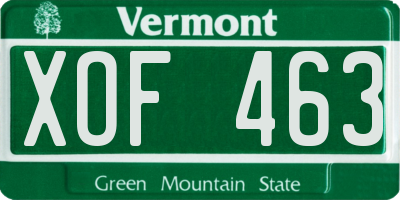 VT license plate XOF463
