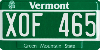 VT license plate XOF465