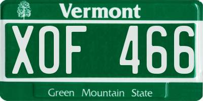 VT license plate XOF466