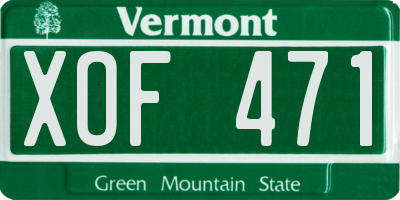 VT license plate XOF471