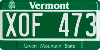 VT license plate XOF473