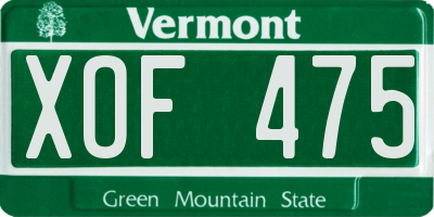 VT license plate XOF475