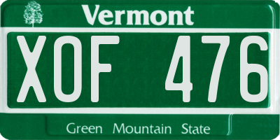 VT license plate XOF476