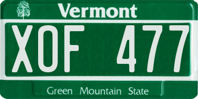 VT license plate XOF477
