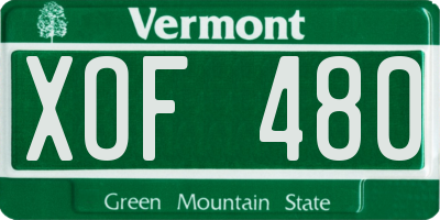 VT license plate XOF480