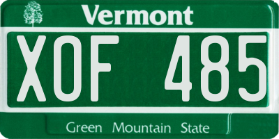 VT license plate XOF485