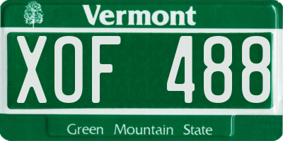 VT license plate XOF488