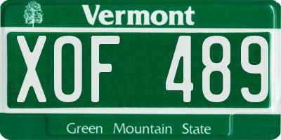 VT license plate XOF489