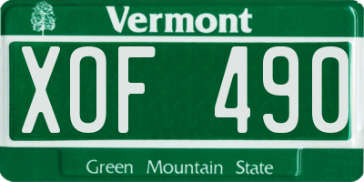 VT license plate XOF490