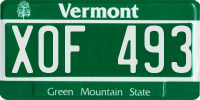 VT license plate XOF493