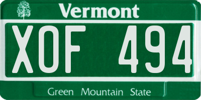 VT license plate XOF494