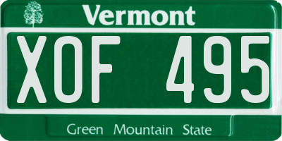 VT license plate XOF495