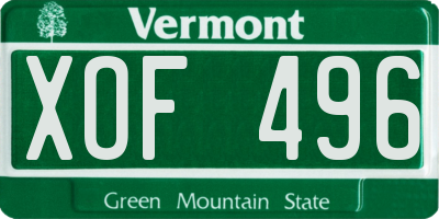 VT license plate XOF496