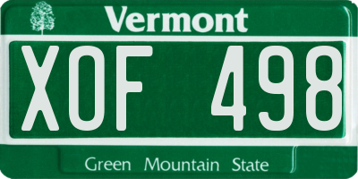 VT license plate XOF498