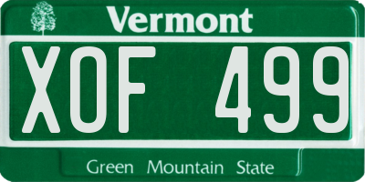 VT license plate XOF499