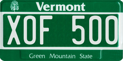 VT license plate XOF500